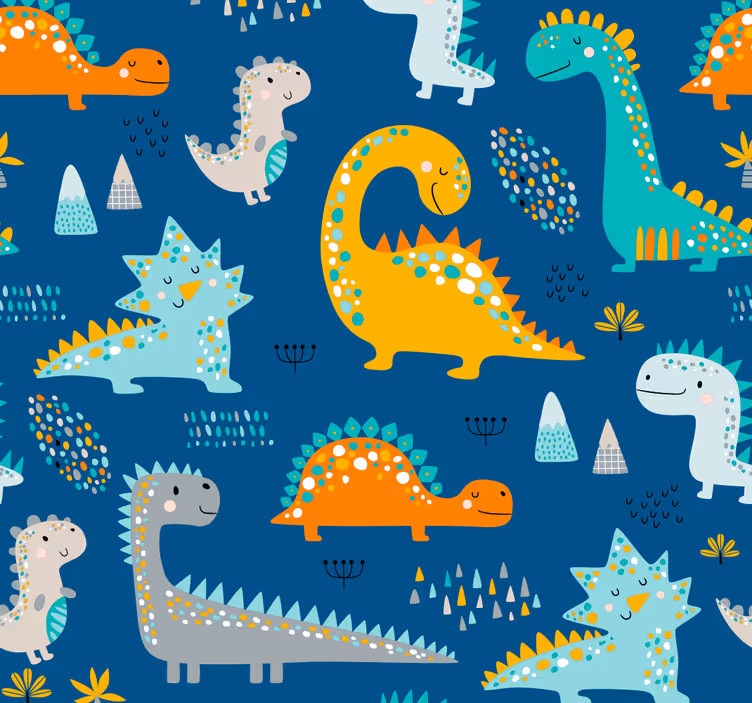 Papier peint dinosaures motif de créatures préhistoriques - TenStickers