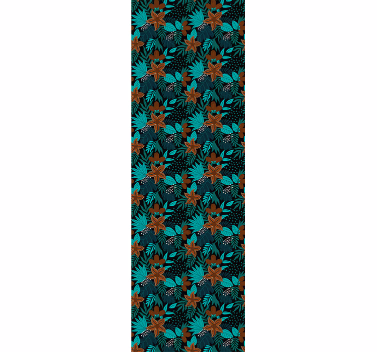 Papier peint nature fleurs et feuilles vertes et oranges - TenStickers