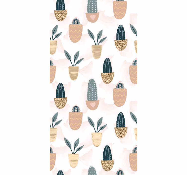 Papier peint nature motif de cactus en pot - TenStickers