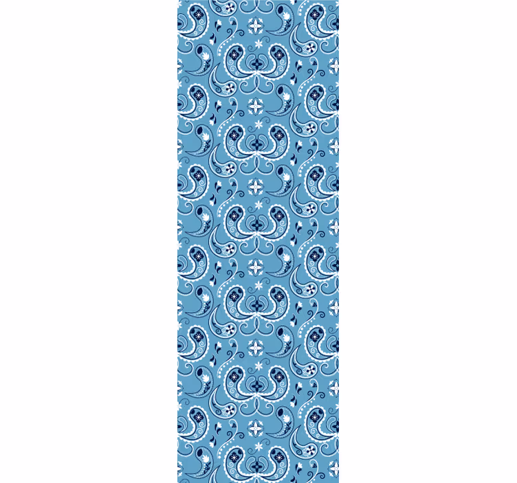 Papier peint bleu motif de carrelage orné - TenStickers