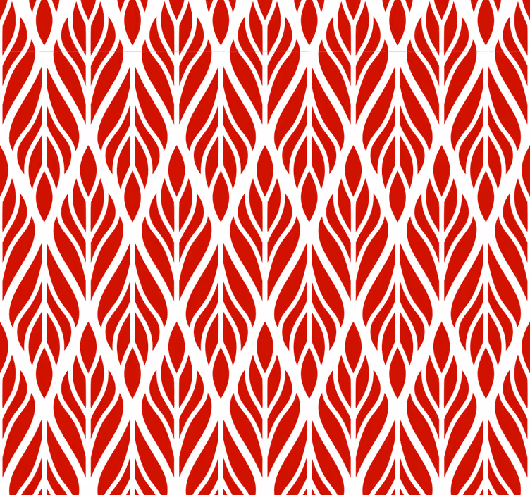 Papier peint rouge motifs en forme de feuilles - TenStickers