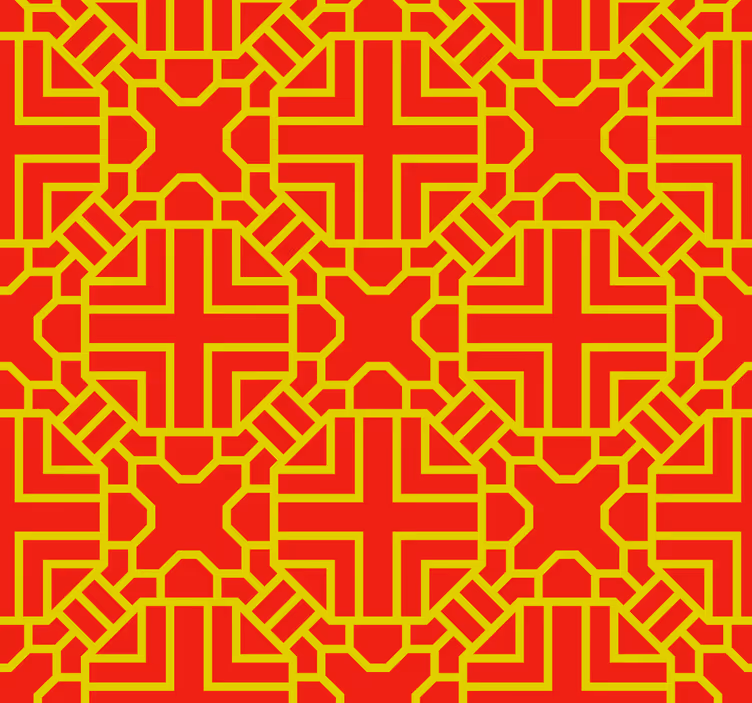 Papier peint rouge motif de treillis complexe - TenStickers