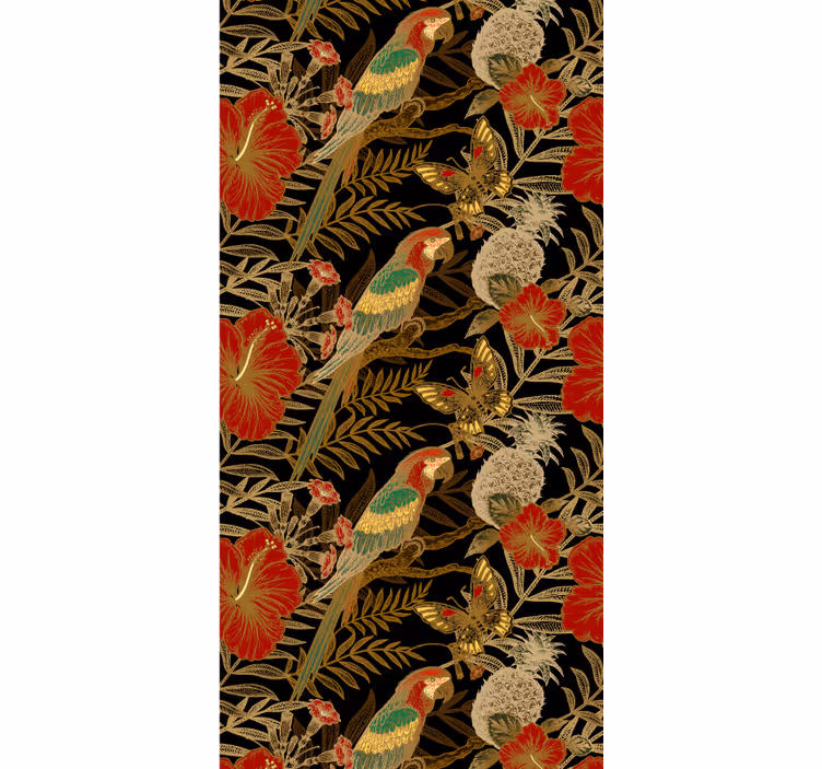 Papier peint perroquet motif tropical - TenStickers
