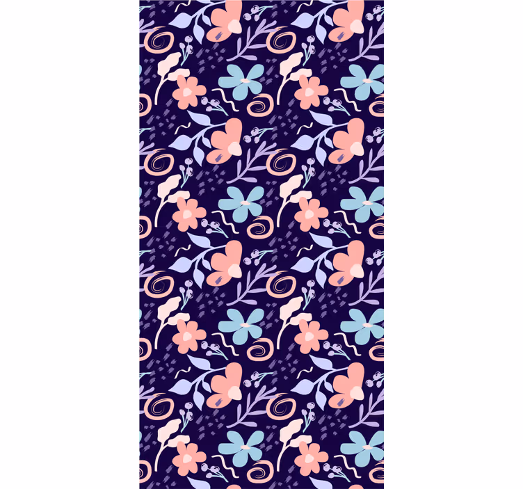 Papier peint floral motif fond violet - TenStickers