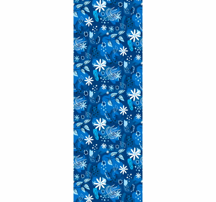Papier peint art bleu motifs botaniques floraux - TenStickers