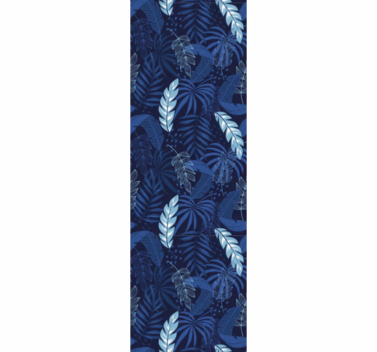 Papier peint feuilles motif tropical tons bleus - TenStickers