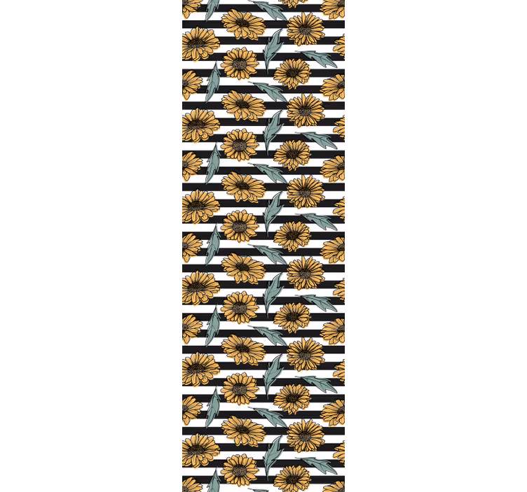 Papier peint fleurs rayures de tournesol - TenStickers