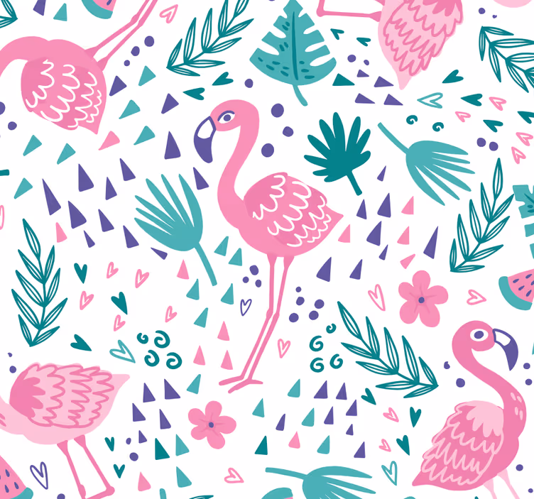 Papier peint animaux motifs flamants roses - TenStickers