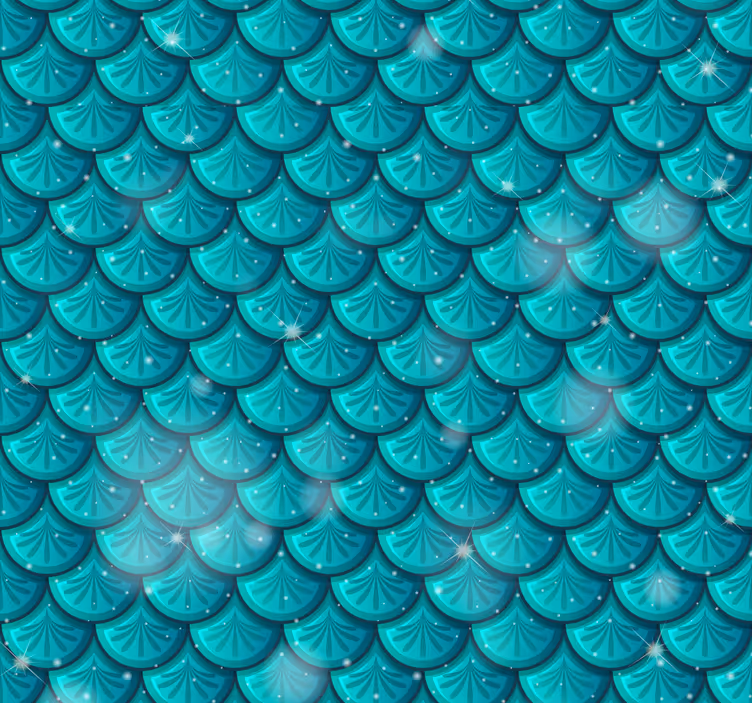 Papier peint écailles bleues de sirène - TenStickers
