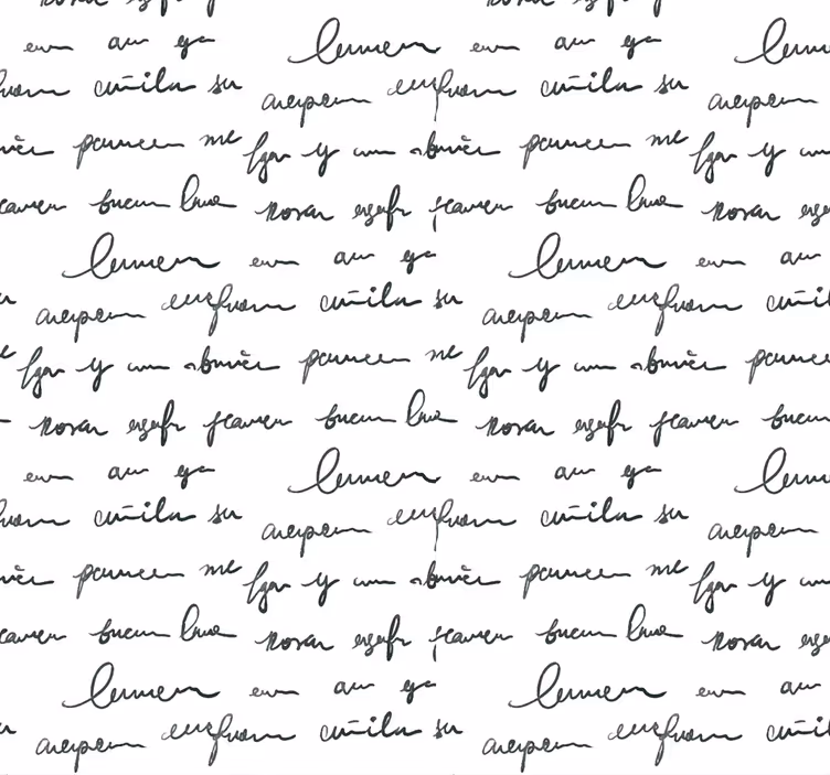 Papier peint salon écritures noires sur blanc - TenStickers