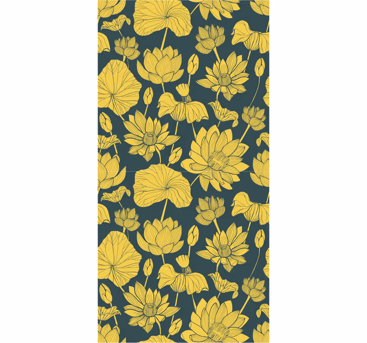 Papier peint floral illustration de lotus botanique - TenStickers