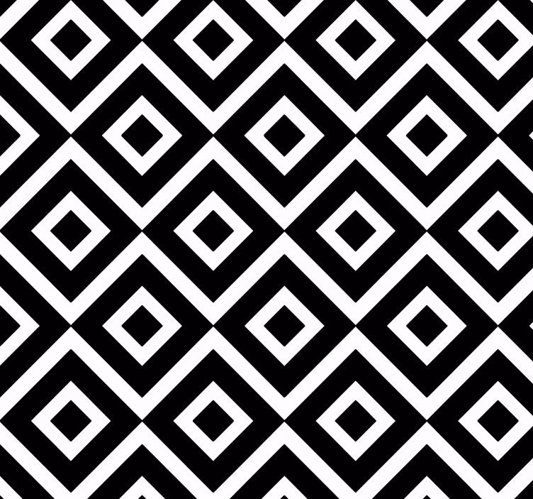 Papier peint salle de bain carré géométrique noir et blanc - TenStickers