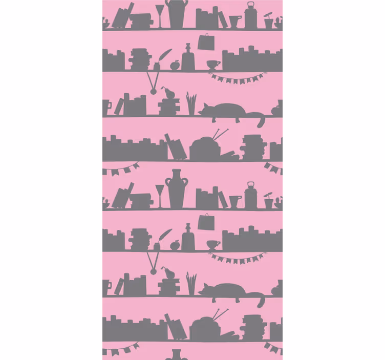 Papier peint bureau objets sur les étagères - TenStickers