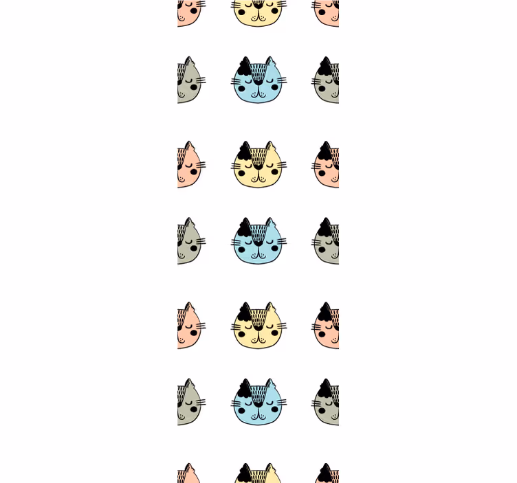 Papier peint chat visages félins de dessin animé - TenStickers