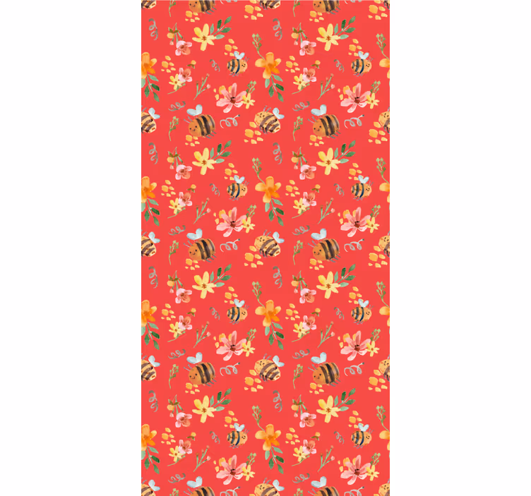 Papier peint floral inspiration florale d'abeille - TenStickers