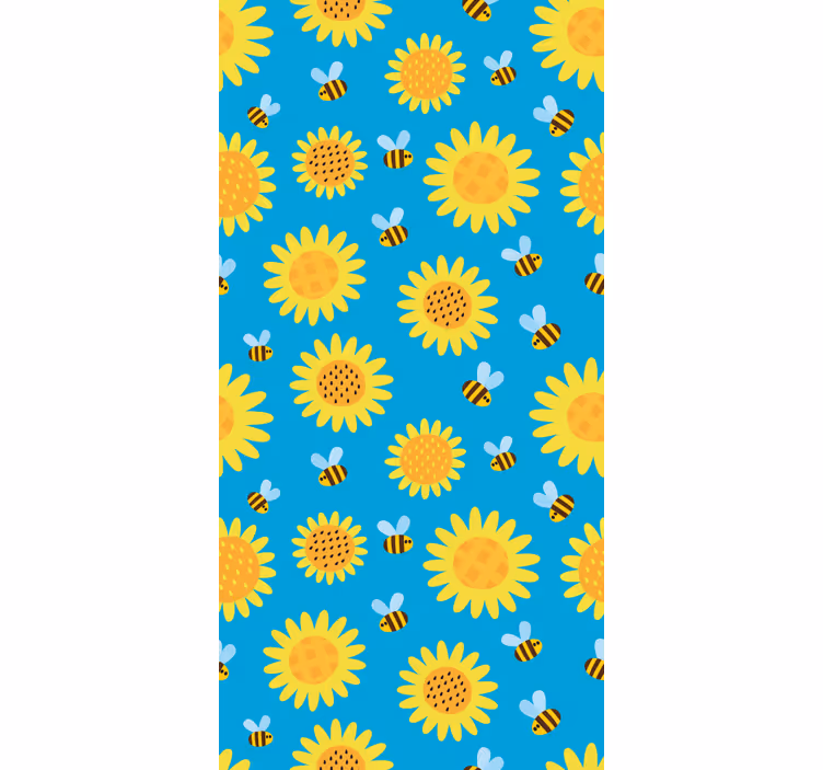 Papier peint floral sérigraphie florale ensoleillée - TenStickers