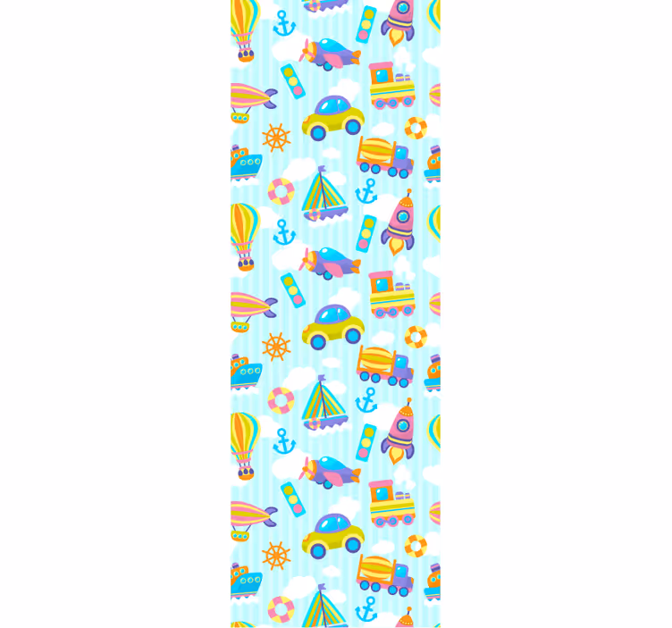 Papier peint chambre enfant transports ludiques - TenStickers
