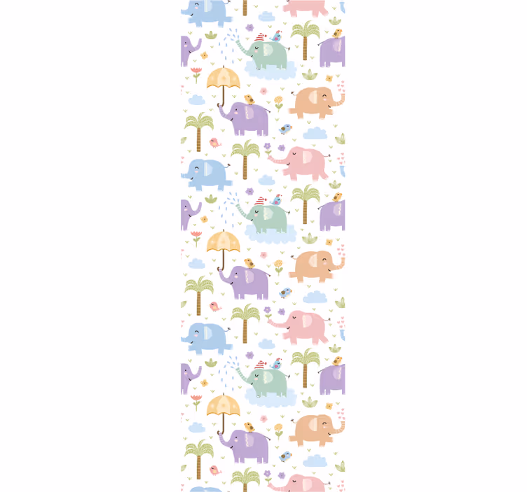 Papier peint chambre bébé récréation des éléphants - TenStickers