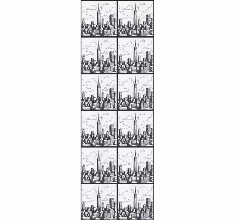 Papier peint ville croquis de l'horizon urbain - TenStickers