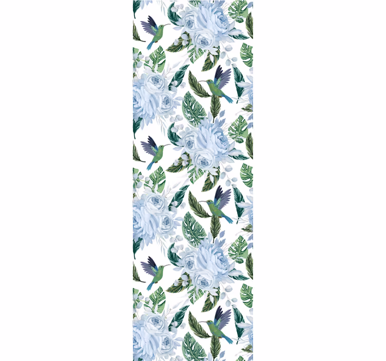 Papier peint floral conception florale de colibri - TenStickers