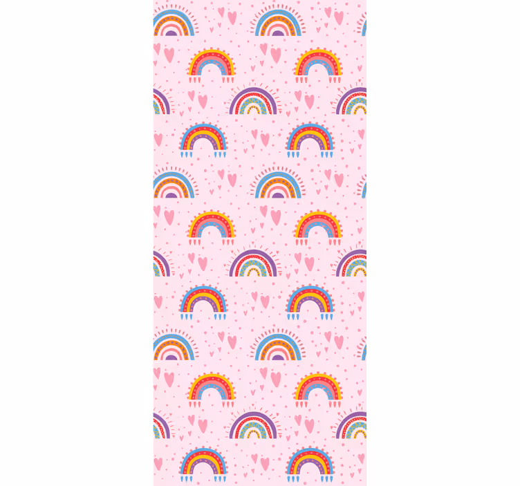 Papier peint chambre enfant motifs de coeur arc-en-ciel - TenStickers