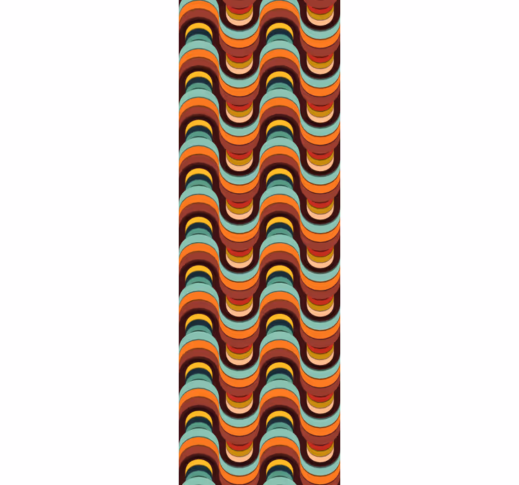 Papier peint géometrique motif ondulé rétro - TenStickers