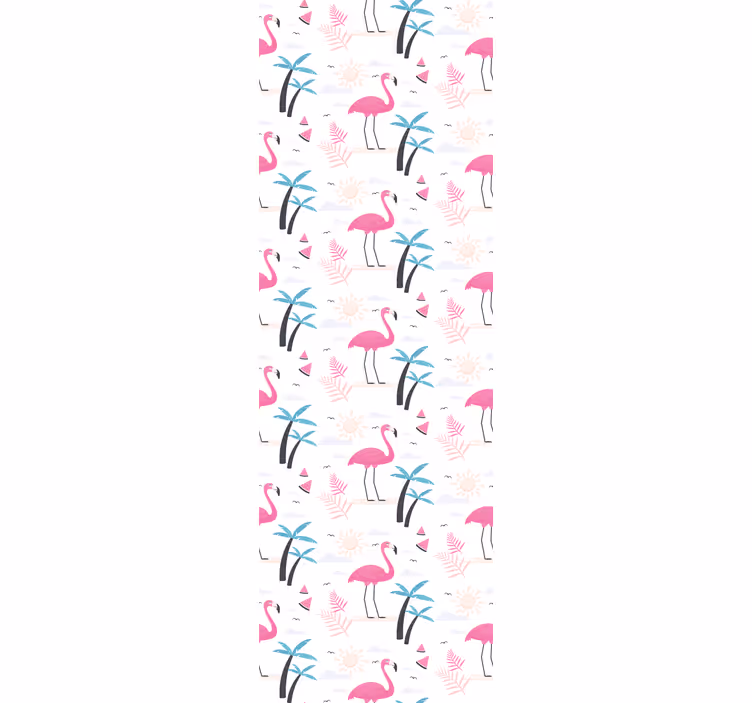 Papier peint oiseaux scène tropicale avec flamants roses - TenStickers