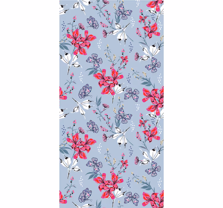 Papier peint floral motif de fleurs de papillon - TenStickers