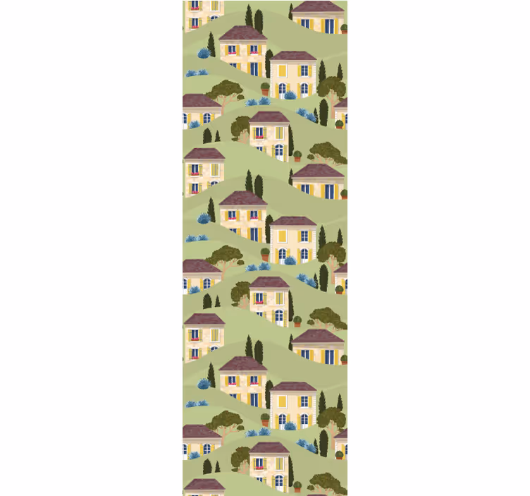 Papier peint chambre enfant motif villa de campagne - TenStickers