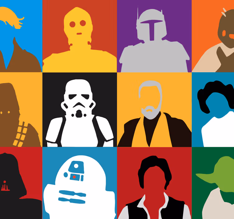 Papier peint art silhouettes emblématiques - TenStickers