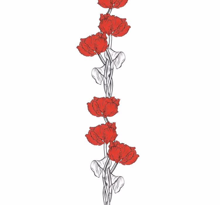 Papier peint floral bandes florales rouges - TenStickers