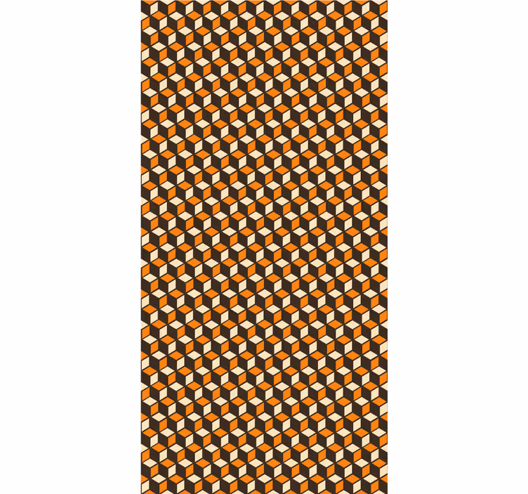 Papier peint géometrique motif cubique 3d orange - TenStickers