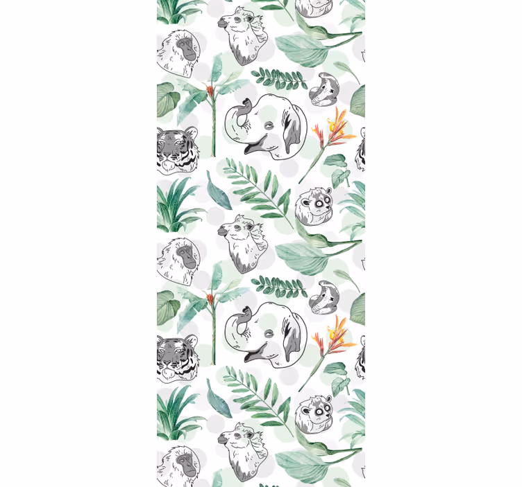 Papier peint animaux visages de la jungle - TenStickers