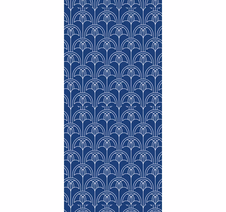 Papier peint fleurs motif de contour bleu - TenStickers