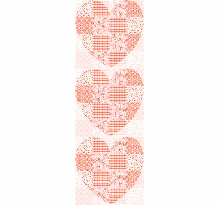 Papier peint fleurs motif patchwork coeur - TenStickers