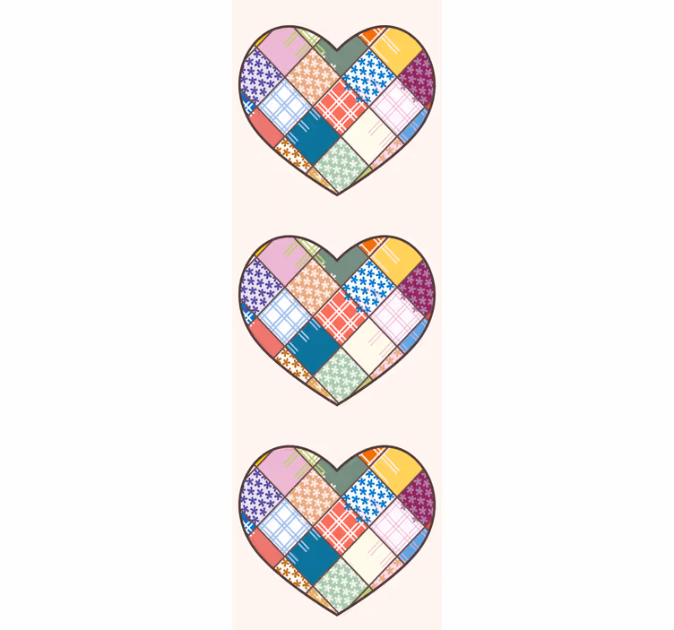 Papier peint fleurs motif coeur en patchwork - TenStickers