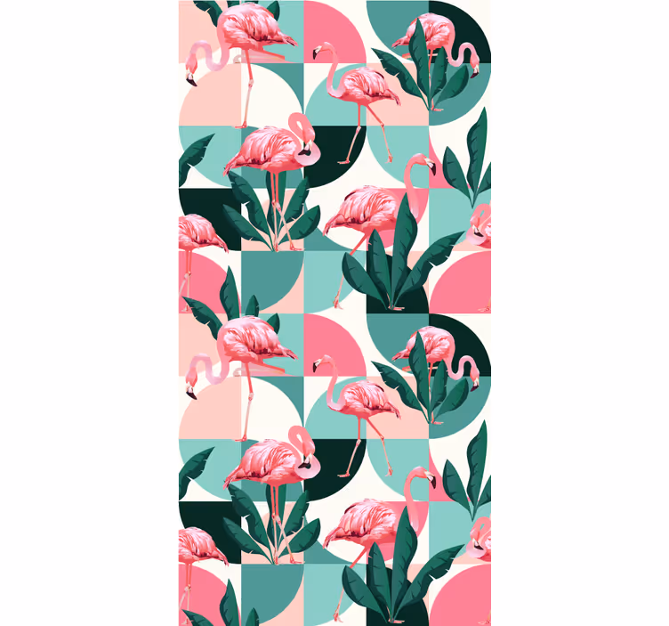 Papier peint jungle motif tropical de flamants roses - TenStickers