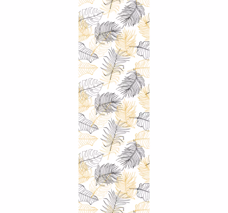 Papier peint feuilles motif tropical noir et or - TenStickers