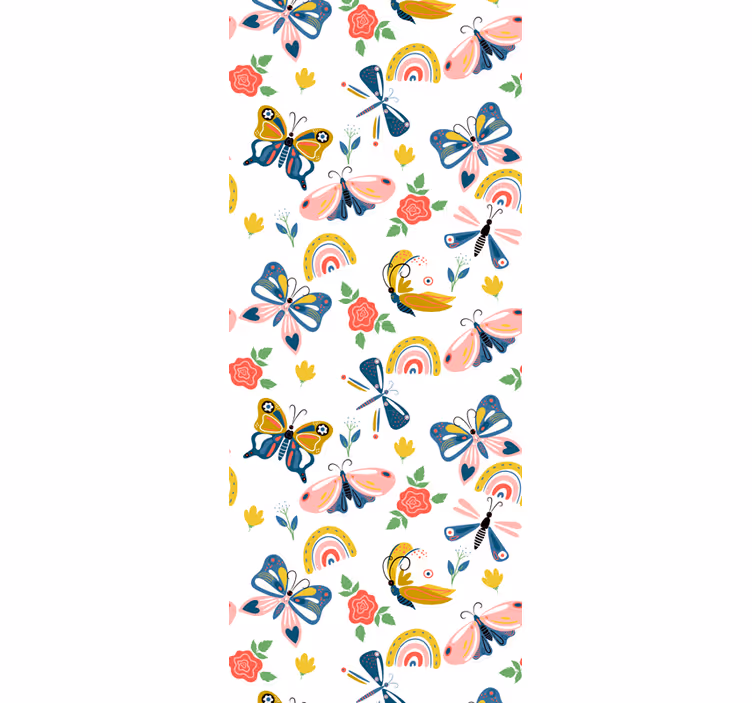 Papier peint papillon motif de nature fantaisiste - TenStickers