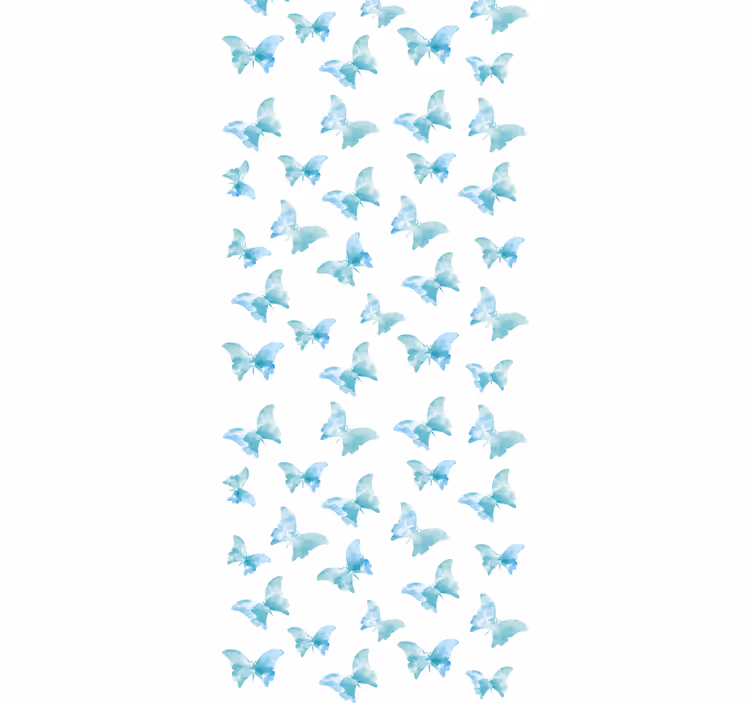 Papier peint papillon motif bleu et blanc - TenStickers