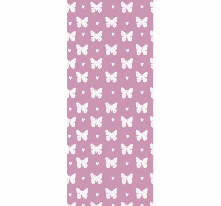 Papier peint papillon motif coeur blanc et rose - TenStickers