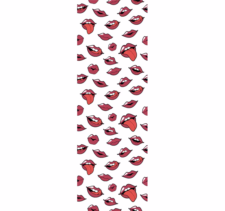 Papier peint rayé motifs de lèvres expressifs - TenStickers