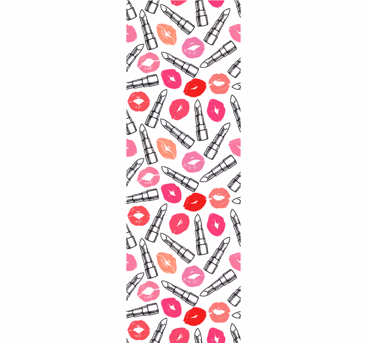 Papier peint rayé baiser et rouge à lèvres - TenStickers