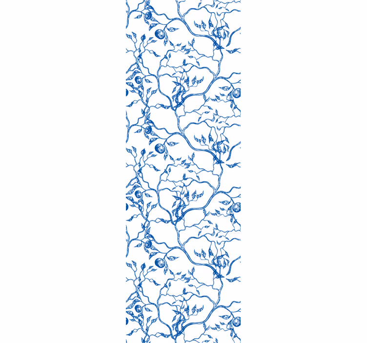 Papier peint feuilles motif de branches bleues - TenStickers