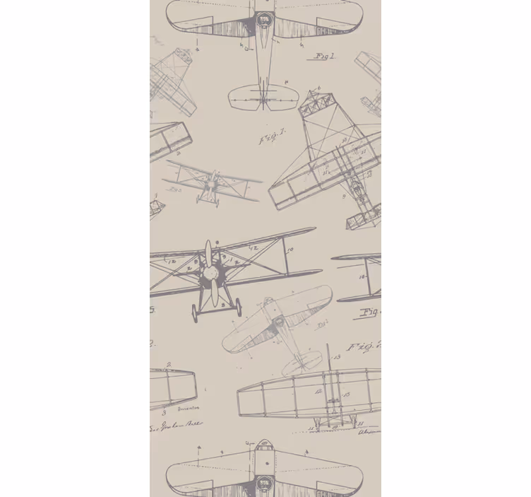 Papier peint art croquis d'avions vintage - TenStickers