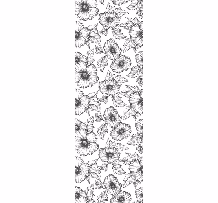 Papier peint floral noir et blanc - TenStickers