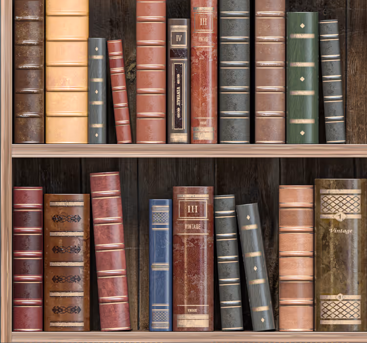 Papier peint bureau livres de bibliothèque - TenStickers