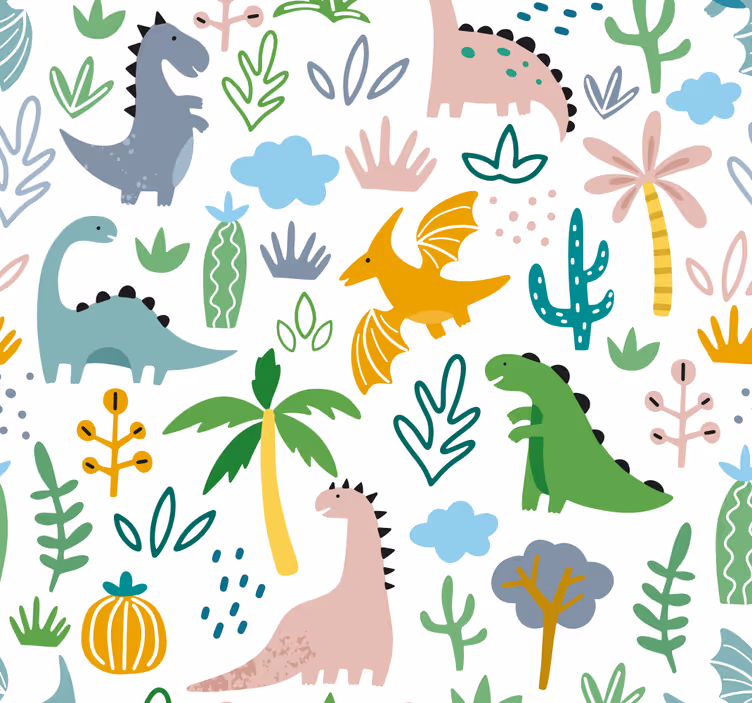 Papier peint dinosaures motif scandinave - TenStickers