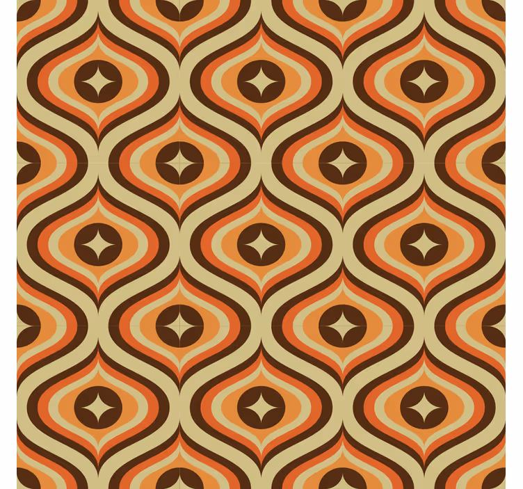 Papier peint salon rétro orange et marron - TenStickers
