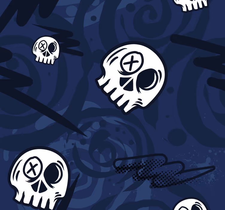 Papier peint chambre ado bleu crânes graffitis - TenStickers